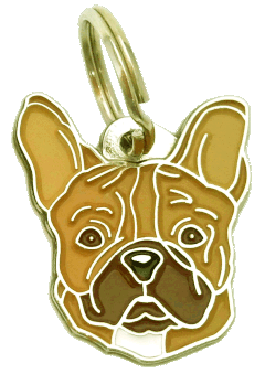 Buldogue Francês marrom <br> (placa de identificação para cães, Gravado incluído)